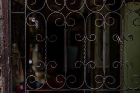 The iron banister elements of window. Home decoration. Copy space.の写真素材