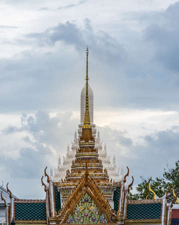 Bangkok, Thailand - Jun 19, 2020 : Beautiful Thai architecture of buildings in The Temple of the Emerald Buddha, the most sacred Buddhist temple in Thailand, it is also a potent religion symbolic of Thailand.のeditorial素材