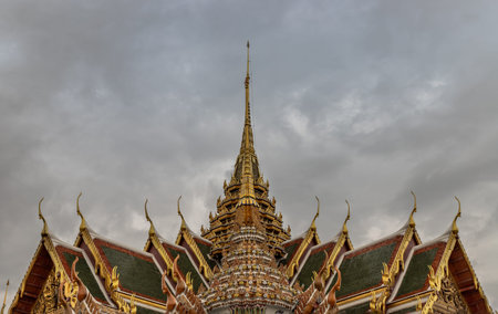 Bangkok, Thailand - Jun 19, 2020 : Beautiful Thai architecture of buildings in The Temple of the...