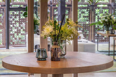 Cozy space for living room. Relaxing space in condominuim common area.のeditorial素材