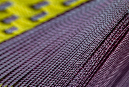 Braided colorful ropes, Soft and flexible rope suitable for outdoor use. Beautiful cotton rope woven together in orderly manner, Colorful background or wallpaper. Copy space, Selective focus.の写真素材