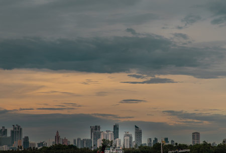 Bangkok, thailand - May 11, 2020 : Beautiful view of Bangkok city, Beauty skyscrapers along...