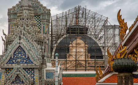 Bangkok, Thailand - Jun 19, 2020 : Renovated building in The Temple of Emerald Buddha or Wat Phra sri rattana sasadaram.のeditorial素材