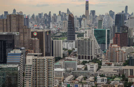 Bangkok, Thailand - Jul 25, 2020 : City view of Bangkok before the sunset creates energetic feeling to get ready for the day waiting ahead. Selective focus.の写真素材