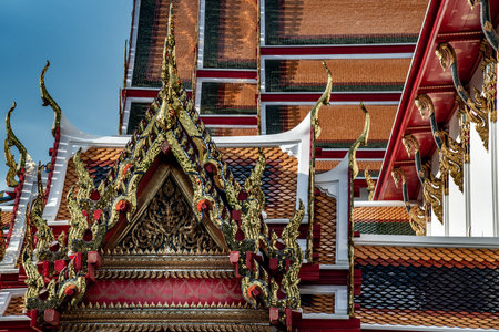Bangkok, Thailand 27 Oct, 2019: Thai architecture in Wat Pho public temple in Bangkok province.