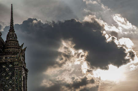 Bangkok, Thailand 27 Oct, 2019: Pagoda the roof of a Thai temple that receives on beautiful sun.のeditorial素材