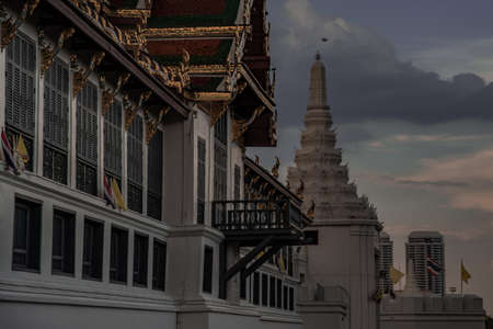 Bangkok, Thailand 27 Oct, 2019 : The beauty of The Temple of the Emerald Buddha (Wat Phra Kaew) and the Grand Palace at twilight, This is an important buddhist temple and a famous tourist destination, It is located in the historic centre of Bangkok.のeditorial素材