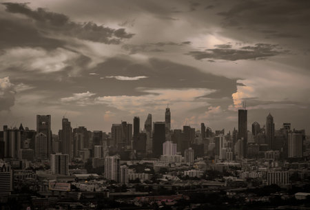 Bangkok, Thailand - 22 Mar, 2022 : Beautiful scenery view over large metropol city in Asia. With...