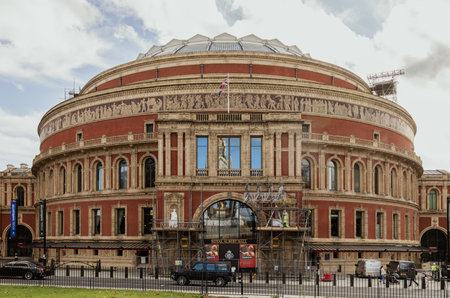 London, UK - Oct 24, 2023 - Architecture exteriorÂ design of Royal albert hall in South kensington. London, UK. Space for text, Selective focus.のeditorial素材