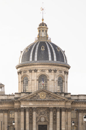 France, Paris - Jan 03, 2024 - Exterior architecture of Institute de France in Paris. the most famous of which is the Academy francaise. Space for text, Selective focus.のeditorial素材