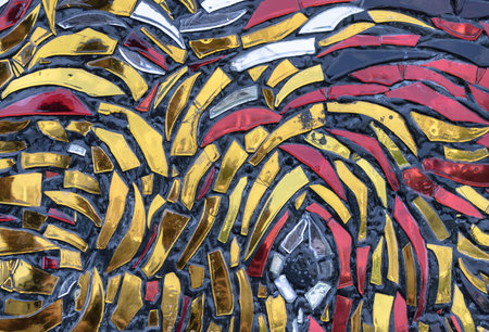 The walls are decorated with colorful Stained glass scraps mosaic. Scraps glass texture background,...