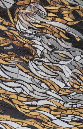 The walls are decorated with colorful Stained glass scraps mosaic. Scraps glass texture background,...
