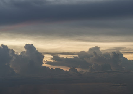 The sky is being covered with amazing clouds. Beautiful clouds like a heaven sky toward the light,...