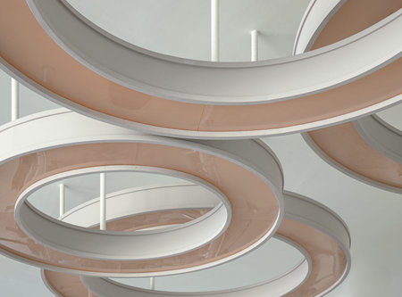 The Rounded ceiling mounted light fixtures with modern LED light bulb. The circular ring shaped...