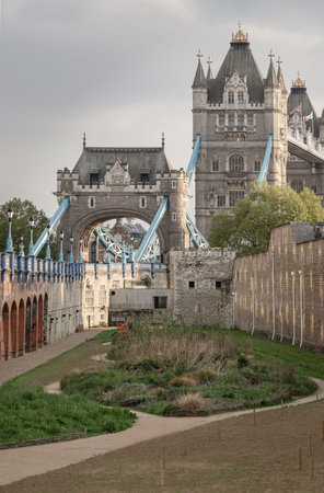 London, UK - Apr 27, 2025 - Stunning view of The Iconic Tower Bridge. Famous Tower Bridge is Bascule...