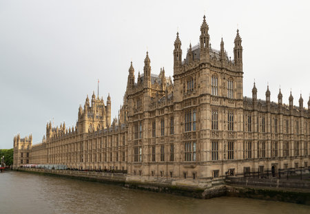 London, UK - May 31, 2025 - Palace of Westminster (the Houses of Parliament) It serves as the meeting place for both the House of Commons and the House of Lords, which together constitute the UK Parliament. is situated in Westminster, Central London, on the banks of the River Thames. use it as your Wallpaper, Poster and Copy space, Selective focus.の写真素材