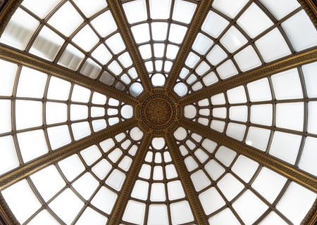 London, UK - Jul 12, 2025 - The architectural design of skylight or the large glass domed ceiling...