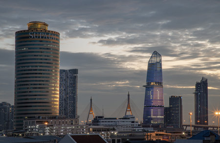 Bangkok, Thailand 15 Dec, 2024 - Architectural exterior of Supalai Grand Tower, KingBridge tower and...