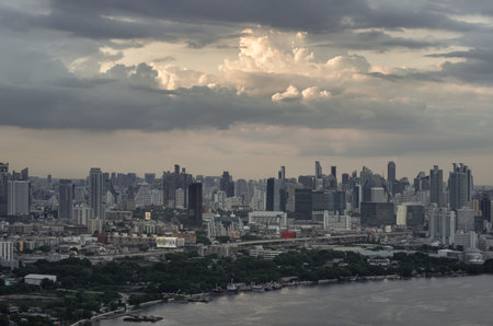 Bangkok, Thailand - 20 Jun, 2024 - Amazing clouds in the sky over large metropolitan city of bangkok...