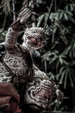 Bangkok, Thailand 07 Aug 2019 : Traditional Puppet of Hanuman in Ramakien or Ramayana Story with...