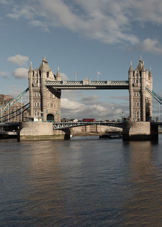 London, UK - Nov 07, 2023 - Iconic Tower Bridge. Viewed from south side of River Thames, Famous...