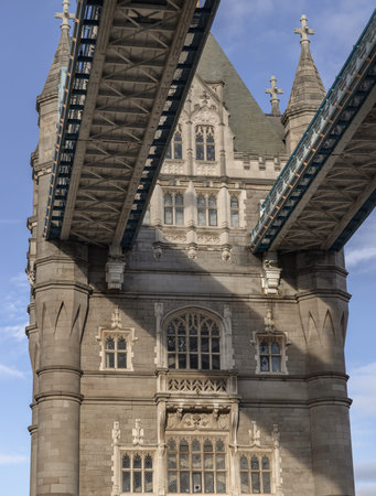 London, UK - Nov 07, 2023 - the famous Tower Bridge in London, as viewed from the south bank of the River Thames. Selective Focus.のeditorial素材