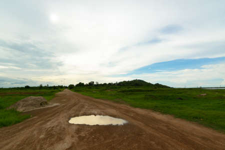 Tranquil grassland at sunriseの写真素材