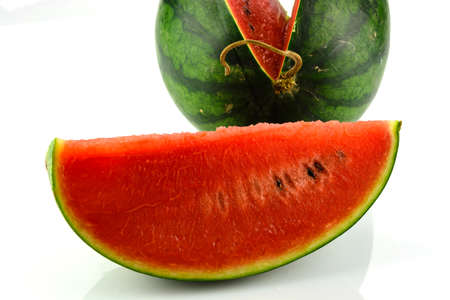 Sweet watermelon isolated on white background cutoutの写真素材