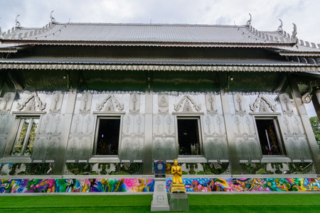 Stainless the biggest church in Thailand. Wat Hua-suan, Amphur Bangkla, Chacheongsao, Thailand, Photos from the ground up on a corner of the sky, Taken on 30 July, 2016のeditorial素材