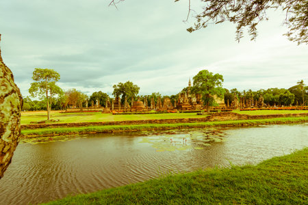 Thailand Sukhothai history building in Sukhothai historical park, the old town of Thailand in 800 yearの写真素材