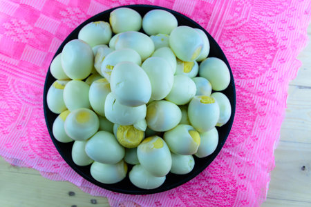 Boiled eggs, peeled lot
