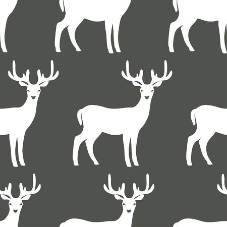 Seamless Pattern of deer. Vector Background. Deer Silhouette.のイラスト素材