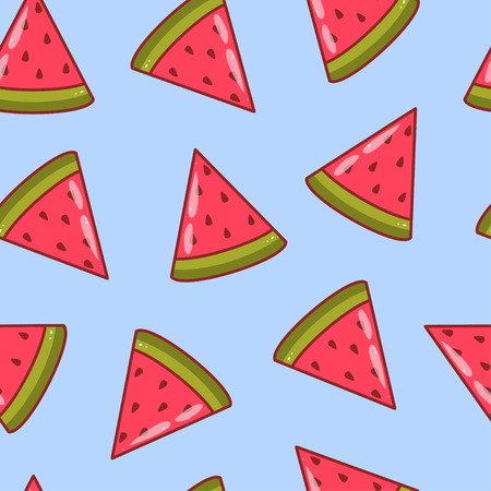 Watermelon seamless pattern. Vector illustration. Fruit slicesのイラスト素材
