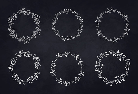 Hand Drawn vintage floral elements. Set of frames. Decorative elements, hand drawn doodle frames,flower elements. Isolatedのイラスト素材