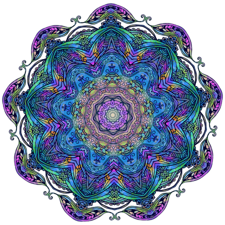 Ornament beautiful card with mandala. Geometric circle element made in vector. Perfect cards for any other kind of design, birthday and other holiday, kaleidoscope,  Watercolor, yoga, india, arabicのイラスト素材