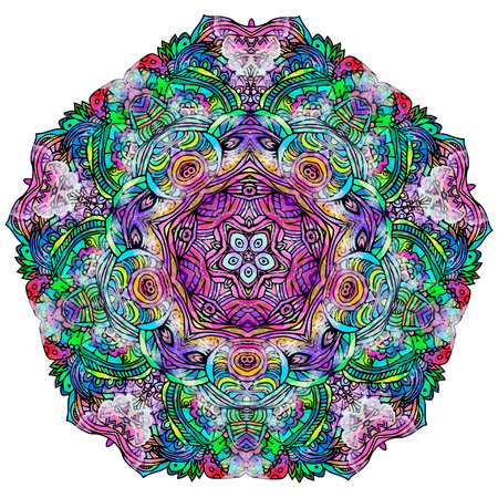 Ornament beautiful card with mandala. Geometric circle element made in vector. Perfect cards for any other kind of design, birthday and other holiday, kaleidoscope,  Watercolor, yoga, india, arabicのイラスト素材
