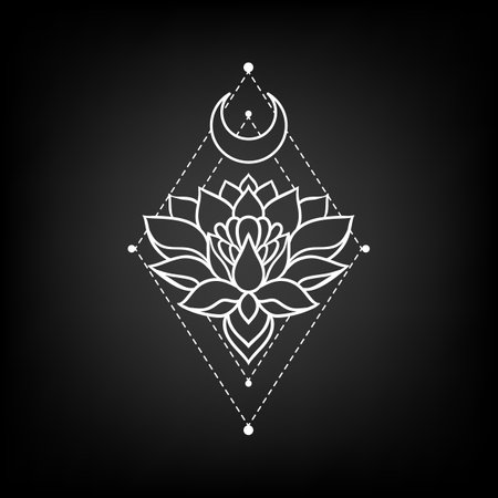 Beautiful lotus mandala art in zen boho style is perfect for a yoga logo. You can use this art to create a logo that represents peace, tranquility, and mindfulnessのイラスト素材