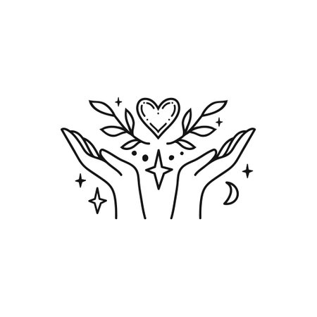 Hand with heart. Self care concept. Vector illustration.のイラスト素材
