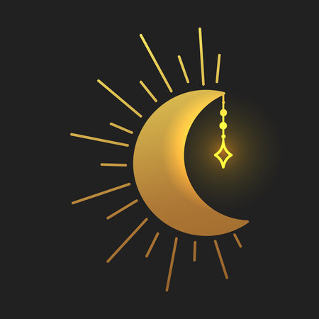 Moon vector illustration, hand drawn celestial boho line art logo, icons and symbol mystic moon tattoo elements for decorationのイラスト素材