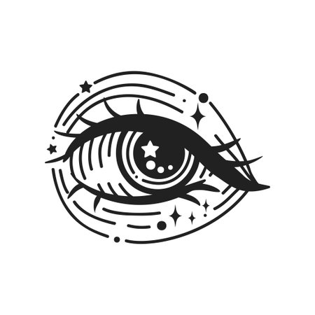 Evil eye. Eye of Providence. Lineart Vector illustration. Magic witchcraft symbol. Masonic symbol. Hand drawn logo or emblemのイラスト素材