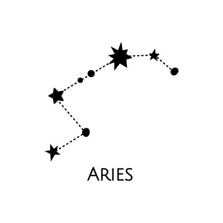 Constellation of Aries. Vector illustration. Zodiac sign. Black and white stars. Line art tattoo, Spirituality, magicのイラスト素材