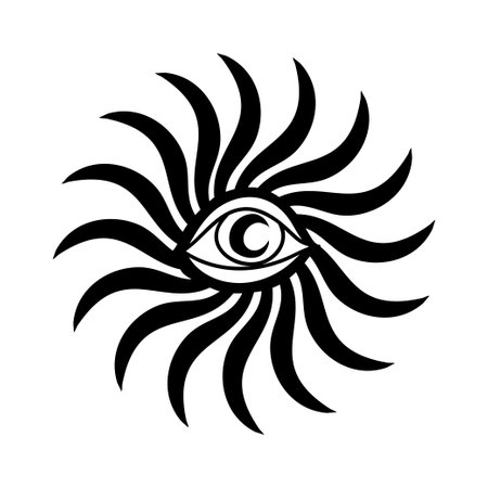 Eye optical illusion. Eye of Providence. Lineart Vector illustration. Magic celestial witchcraft symbol. Masonic symbol. Hand drawn logo or emblemのイラスト素材