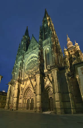 Night view to the catedral of st.Vitusの写真素材