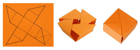 assembly procedure of paper gift boxの写真素材