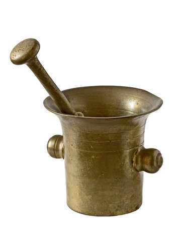 antique brass mortarの写真素材