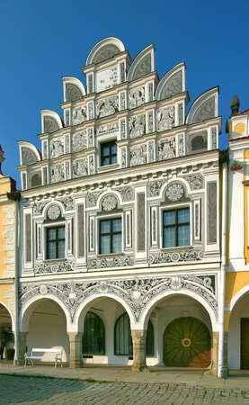 one from a renaissance houses on main square in Telc - Czech republicのeditorial素材