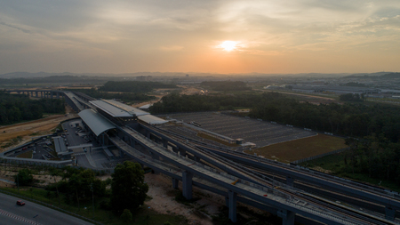KUALA LUMPUR, MALAYSIA - JULY 18, 2017 : MRT (MASS Rapid Transit) Station in Kwasa Damansara, Malaysia, MRT is new public transport for everyoneのeditorial素材