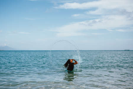 Semporna, Sabah, Malaysia - 26 April 2020 - Sea gypsies womanのeditorial素材