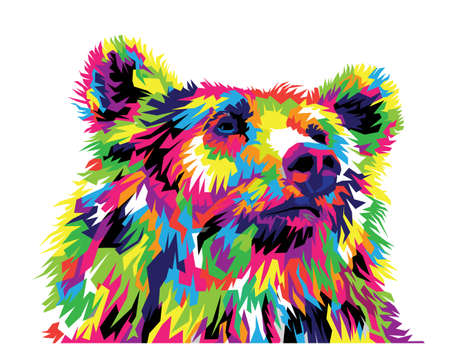 Colorful Bear Illustration, Bear Design, Bear Artのイラスト素材