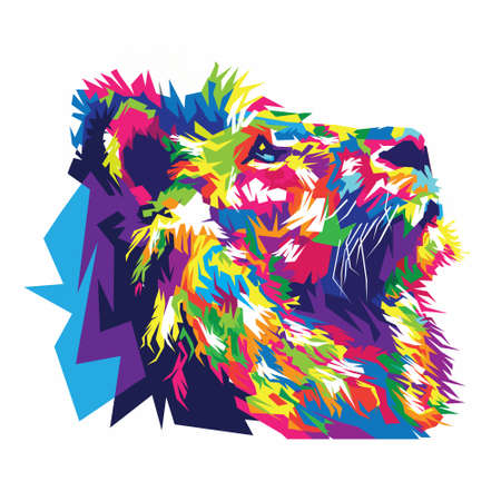 Colorful Lion illustration, Lion Art, Lion Designのイラスト素材